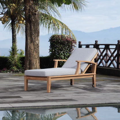 Marina Outdoor Patio Teak Chaise Lounge in Natural Gray by Modway (1151) Chaise Lounge Modway 