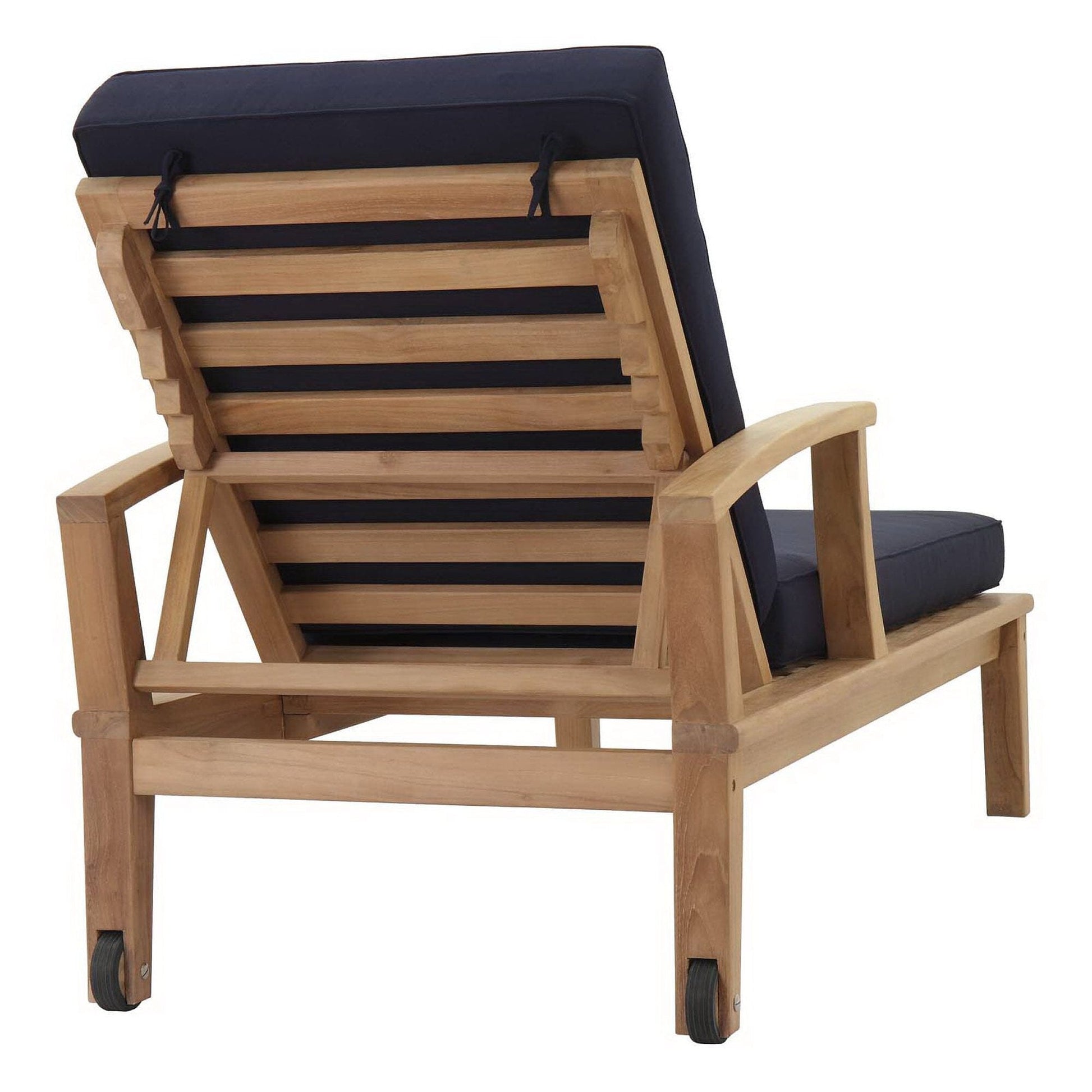 Marina Outdoor Patio Teak Chaise Lounge in Natural Navy by Modway (1151) Chaise Lounge Modway 