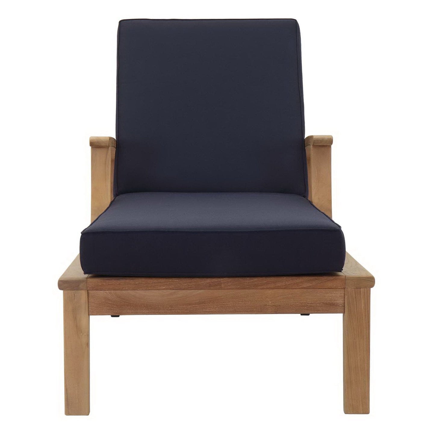 Marina Outdoor Patio Teak Chaise Lounge in Natural Navy by Modway (1151) Chaise Lounge Modway 