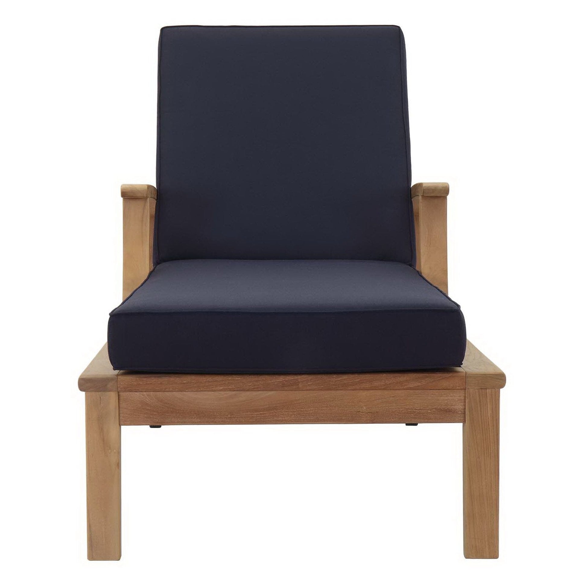Marina Outdoor Patio Teak Chaise Lounge in Natural Navy by Modway (1151) Chaise Lounge Modway 
