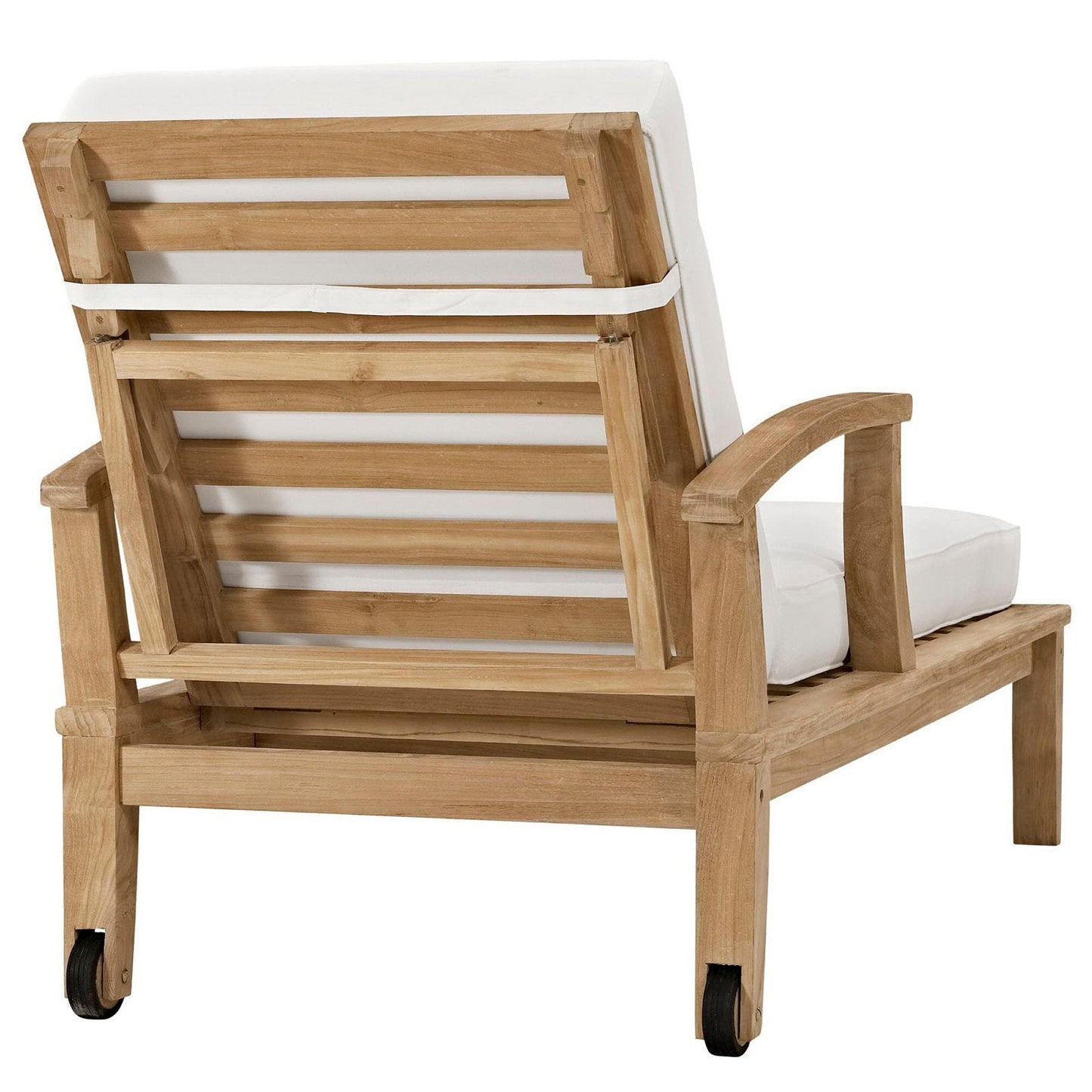 Marina Outdoor Patio Teak Chaise Lounge in Natural White by Modway (1151) Chaise Lounge Modway 