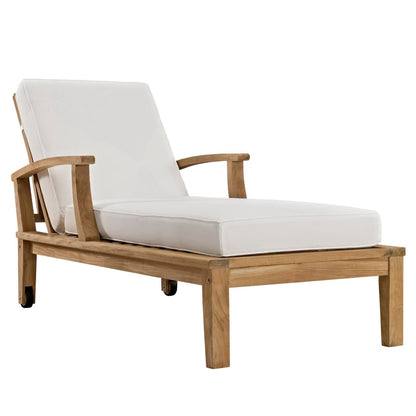 Marina Outdoor Patio Teak Chaise Lounge in Natural White by Modway (1151) Chaise Lounge Modway 