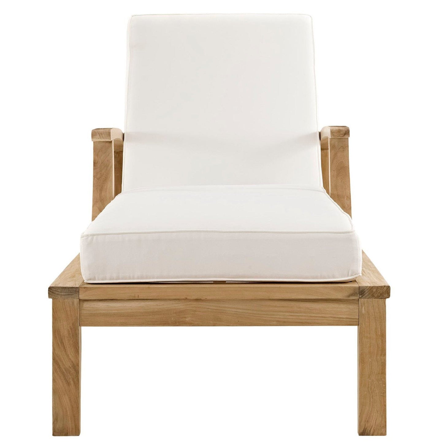 Marina Outdoor Patio Teak Chaise Lounge in Natural White by Modway (1151) Chaise Lounge Modway 