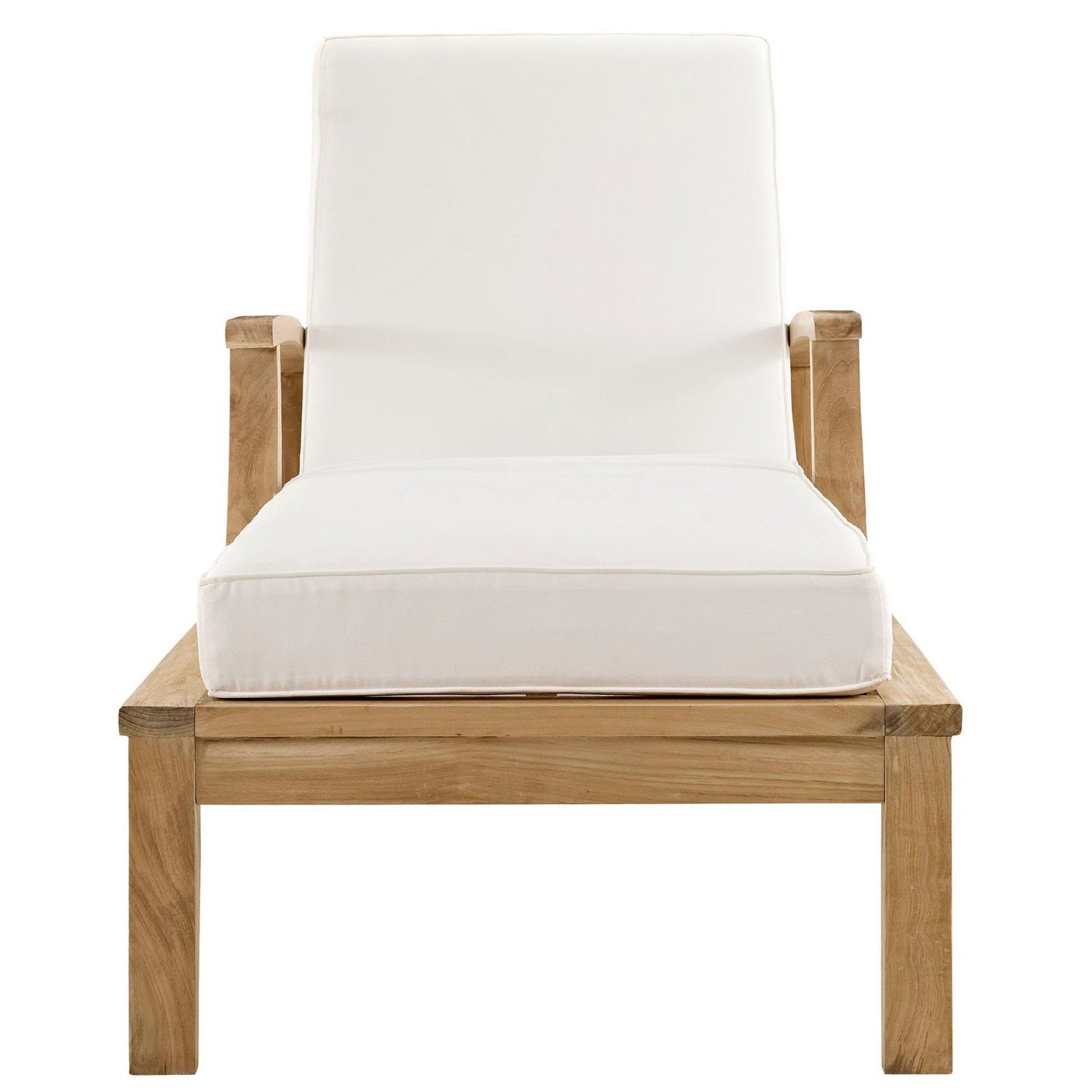 Marina Outdoor Patio Teak Chaise Lounge in Natural White by Modway (1151) Chaise Lounge Modway 