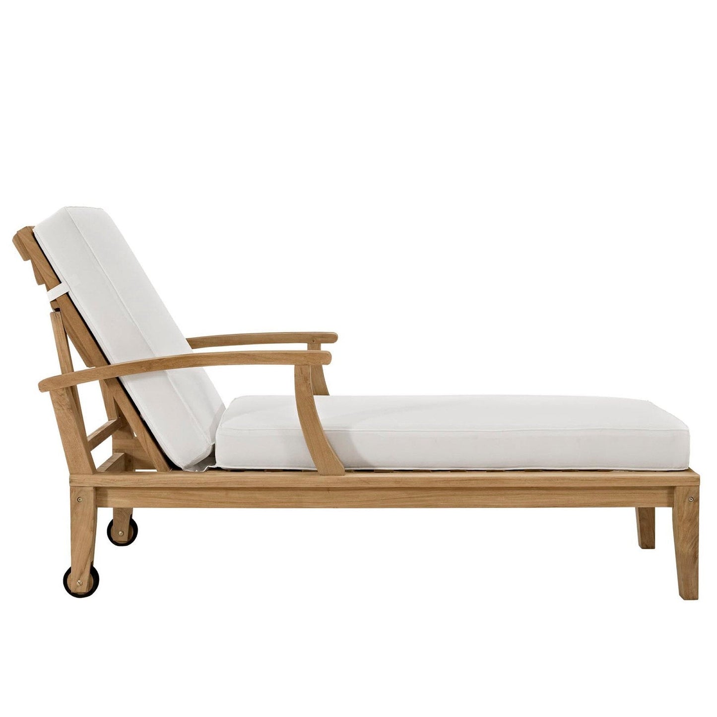 Marina Outdoor Patio Teak Chaise Lounge in Natural White by Modway (1151) Chaise Lounge Modway 