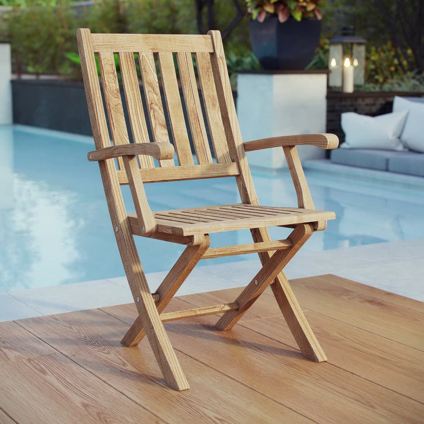 Marina Outdoor Patio Teak Dining Chair in Natural by Modway (2703) Dining Chair Modway 