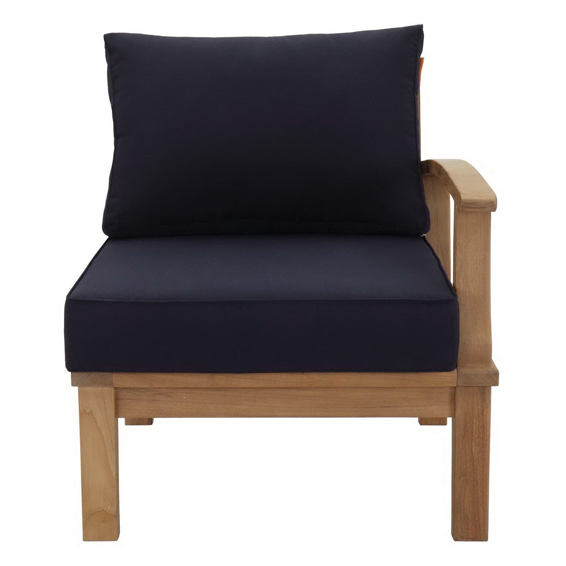 Marina Outdoor Patio Teak LAF Sofa Chair in Natural Navy by Modway (1149) Sectional Piece Modway 