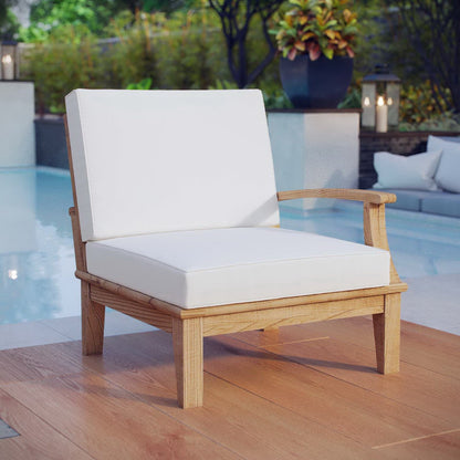 Marina Outdoor Patio Teak LAF Sofa Chair in Natural White by Modway (1149) Sectional Piece Modway 
