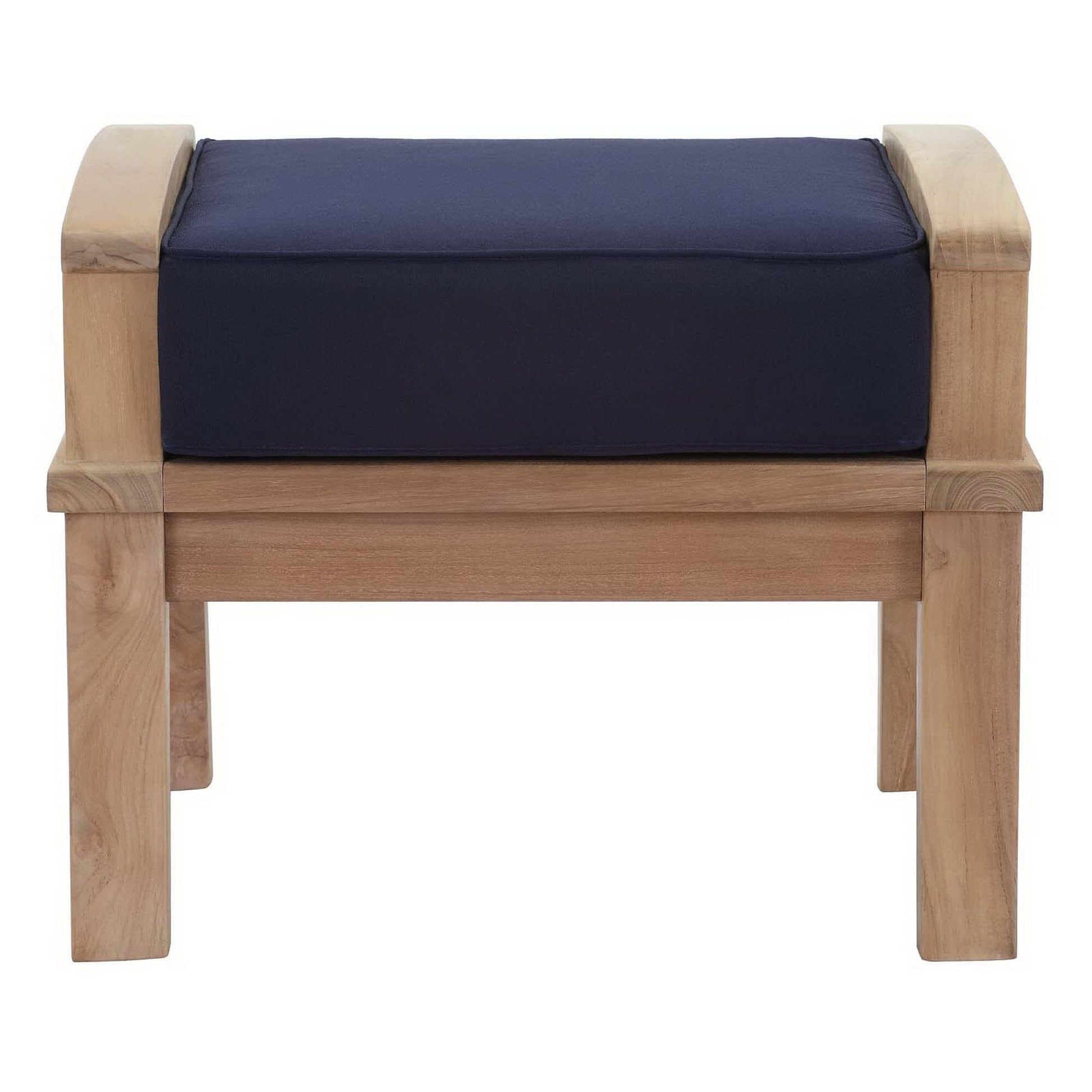 Marina Outdoor Patio Teak Ottoman in Natural Navy by Modway (1152) Ottoman Modway 