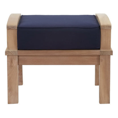 Marina Outdoor Patio Teak Ottoman in Natural Navy by Modway (1152) Ottoman Modway 