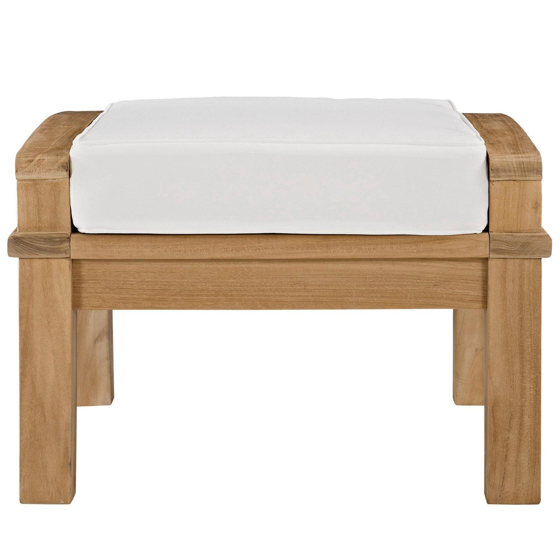 Marina Outdoor Patio Teak Ottoman in Natural White by Modway (1152) Ottoman Modway 