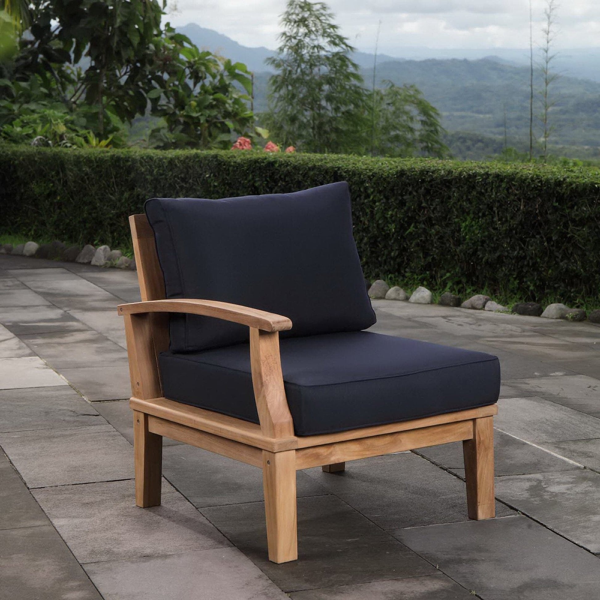Marina Outdoor Patio Teak RAF Sofa Chair in Natural Navy by Modway (1148) Sectional Piece Modway 