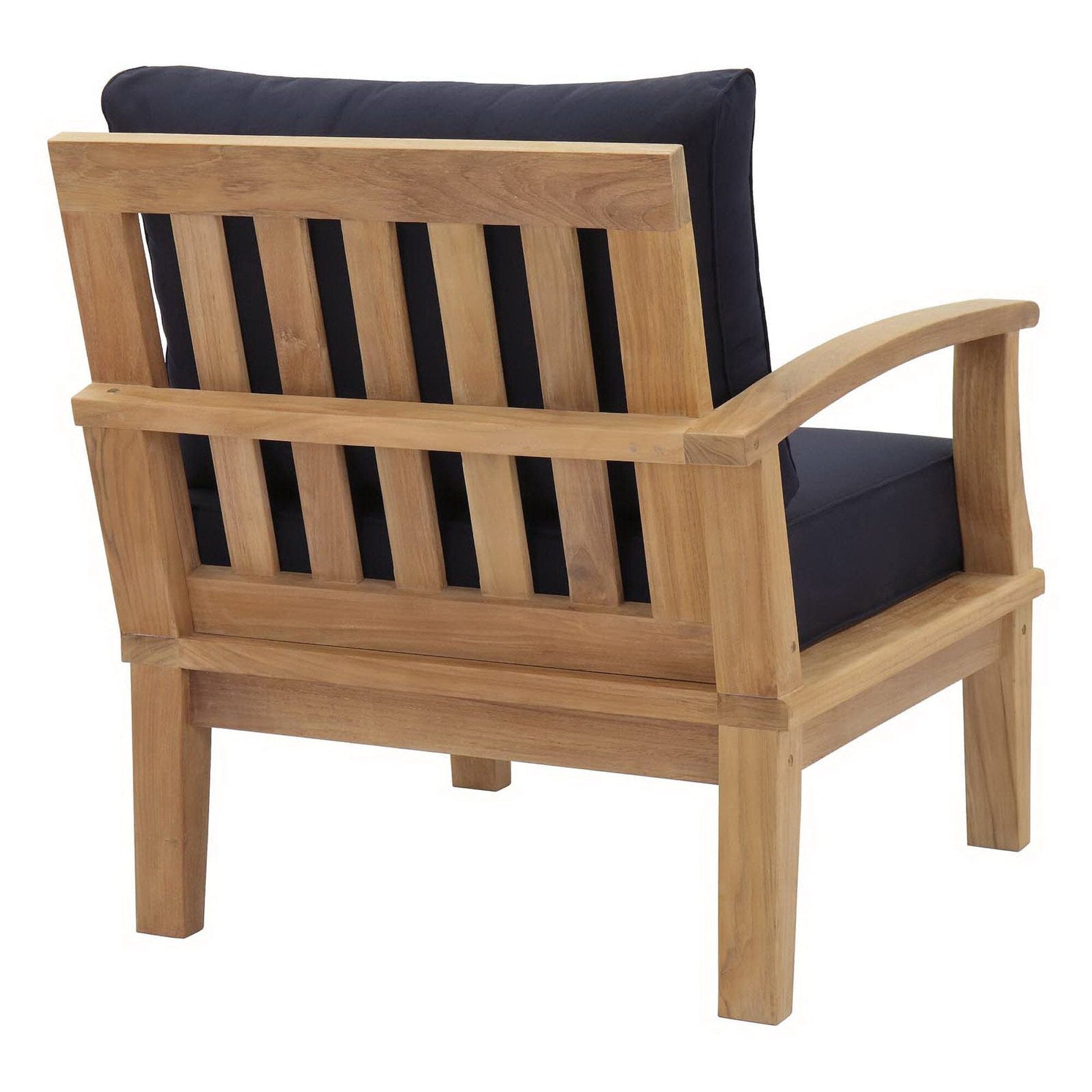 Marina Outdoor Patio Teak RAF Sofa Chair in Natural Navy by Modway (1148) Sectional Piece Modway 