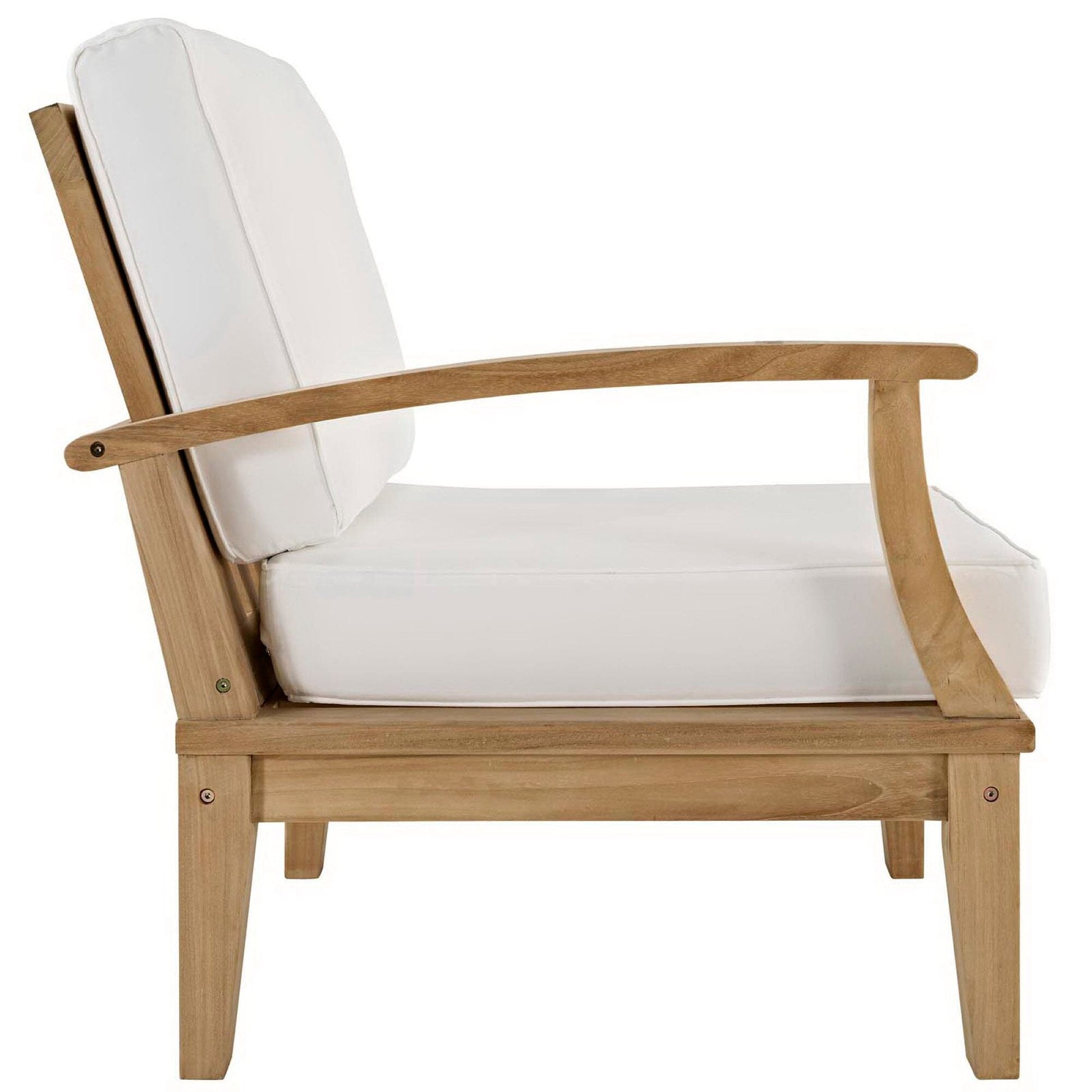 Marina Outdoor Patio Teak RAF Sofa Chairin Natural White by Modway (1148) Sectional Piece Modway 
