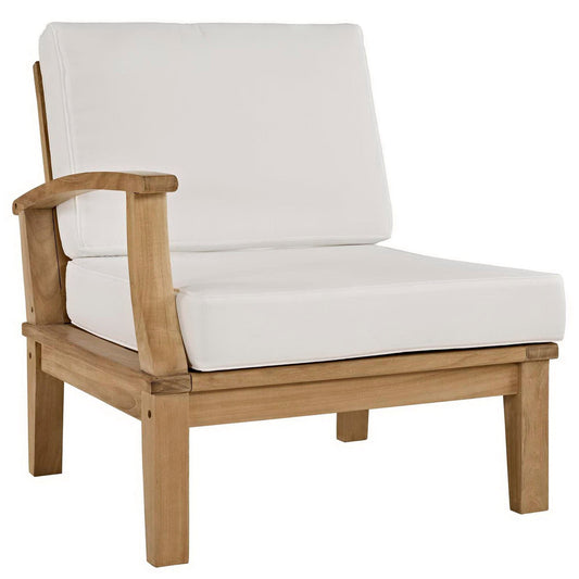 Marina Outdoor Patio Teak RAF Sofa Chairin Natural White by Modway (1148) Sectional Piece Modway 