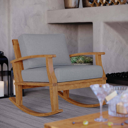 Marina Outdoor Patio Teak Rocking Chair in Natural Gray by Modway Rocking Chair Modway 