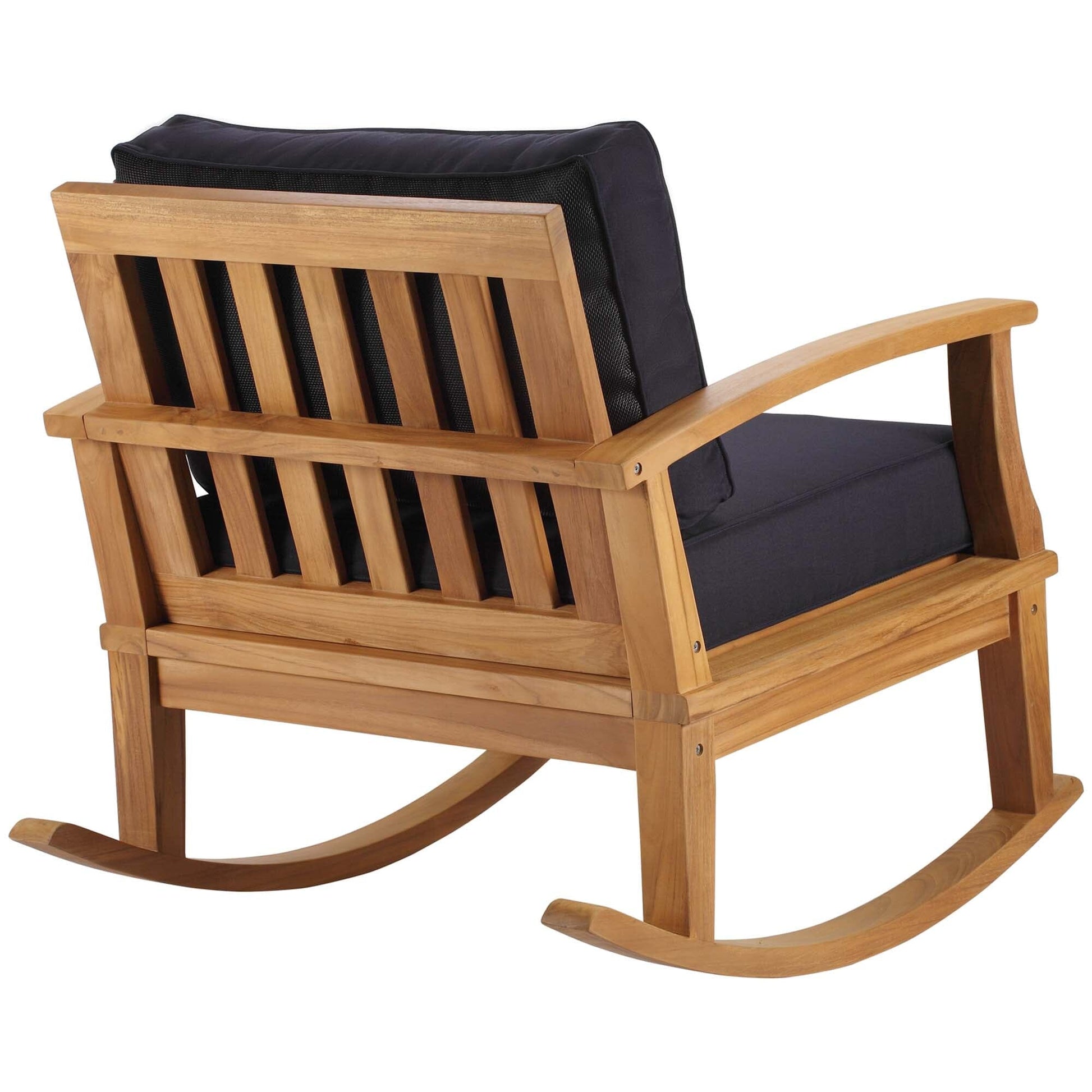 Marina Outdoor Patio Teak Rocking Chair in Natural Navy by Modway Rocking Chair Modway 