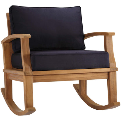 Marina Outdoor Patio Teak Rocking Chair in Natural Navy by Modway Rocking Chair Modway 