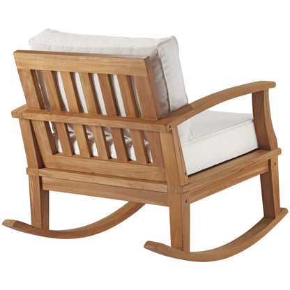 Marina Outdoor Patio Teak Rocking Chair in Natural White by Modway Rocking Chair Modway 