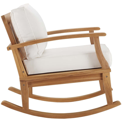 Marina Outdoor Patio Teak Rocking Chair in Natural White by Modway Rocking Chair Modway 