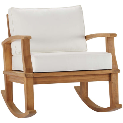 Marina Outdoor Patio Teak Rocking Chair in Natural White by Modway Rocking Chair Modway 