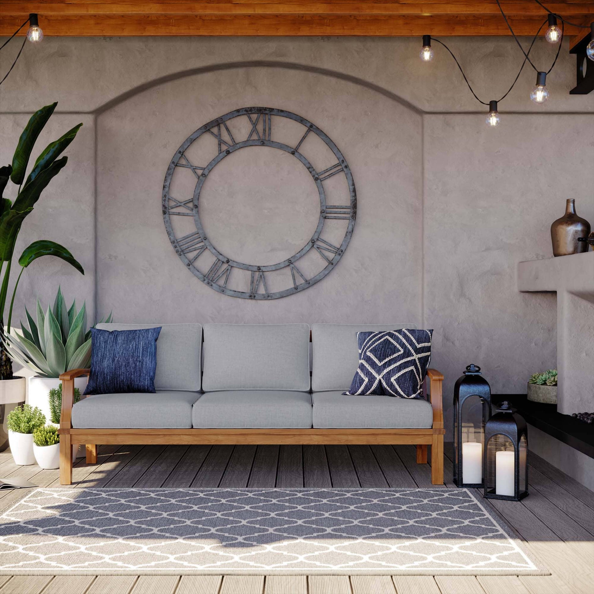 Marina Outdoor Patio Teak Sofa in Natural Gray by Modway (4176) Sofa Modway 