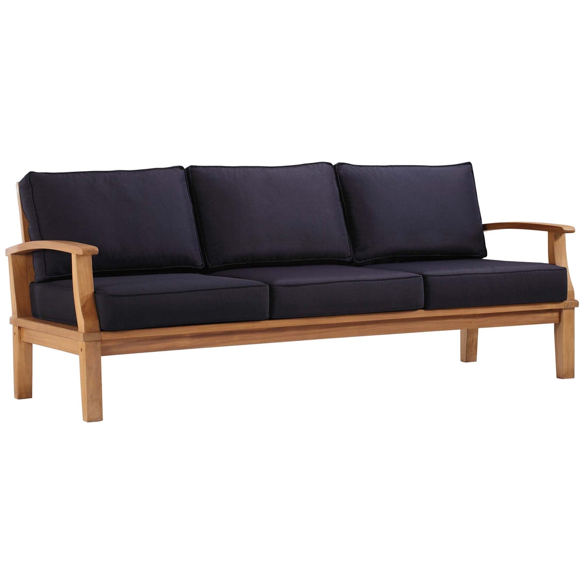 Marina Outdoor Patio Teak Sofa in Natural Navy by Modway Sofa Modway 