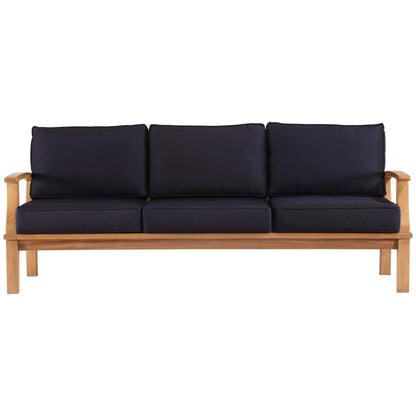 Marina Outdoor Patio Teak Sofa in Natural Navy by Modway Sofa Modway 