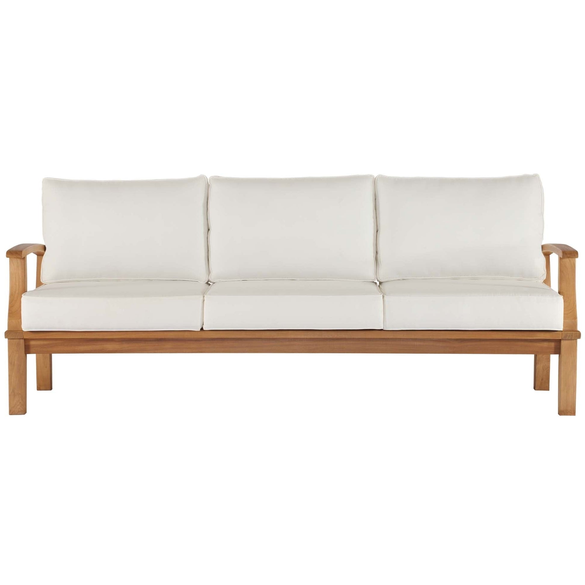Marina Outdoor Patio Teak Sofa in Natural White by Modway Sofa Modway 