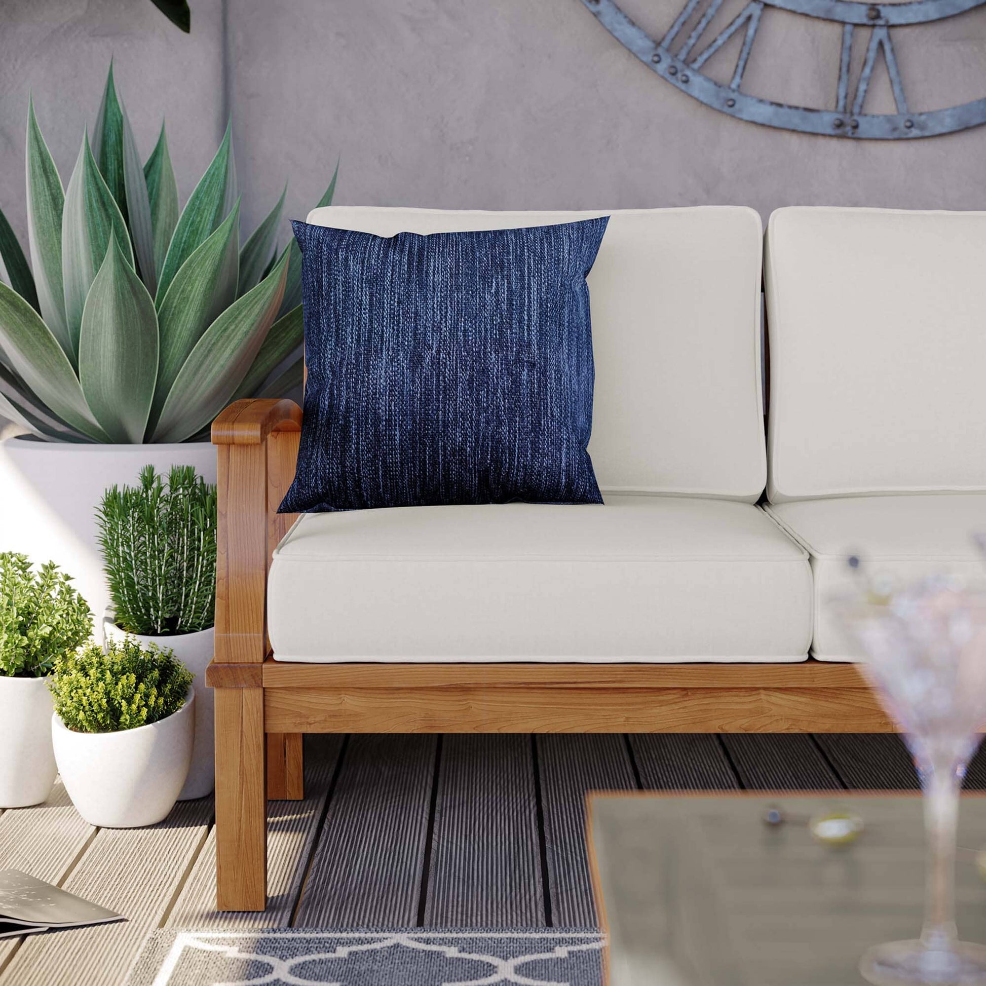 Marina Outdoor Patio Teak Sofa in Natural White by Modway Sofa Modway 