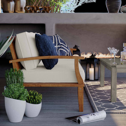 Marina Outdoor Patio Teak Sofa in Natural White by Modway Sofa Modway 