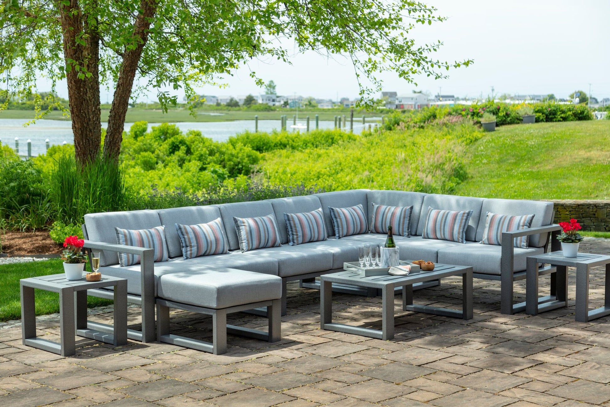 MIA Outdoor Deep Seating Double Armless Unit (Cushions Included) by Seaside Casual Sectional Piece Seaside Casual Furniture 