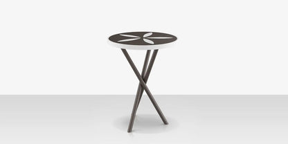 Organic Sand Dollar 18" Diameter Side Table - Tex Gray Frame - Charcoal Duraboard Top - White Duraboard Petals by DecoScape (2039-322-TXG-DBCHR-DBWHT)