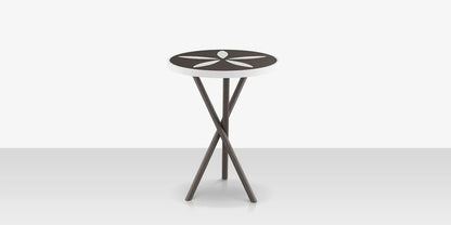 Organic Sand Dollar 18" Diameter Side Table - Tex Gray Frame - Charcoal Duraboard Top - White Duraboard Petals by DecoScape (2039-322-TXG-DBCHR-DBWHT)