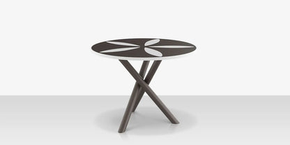 Organic Sand Dollar 42" Diameter Dining Table - Tex Gray Frame - Charcoal Duraboard Top - White Duraboard Petals by DecoScape (2039-325-TXG-DBCHR-DBWHT)
