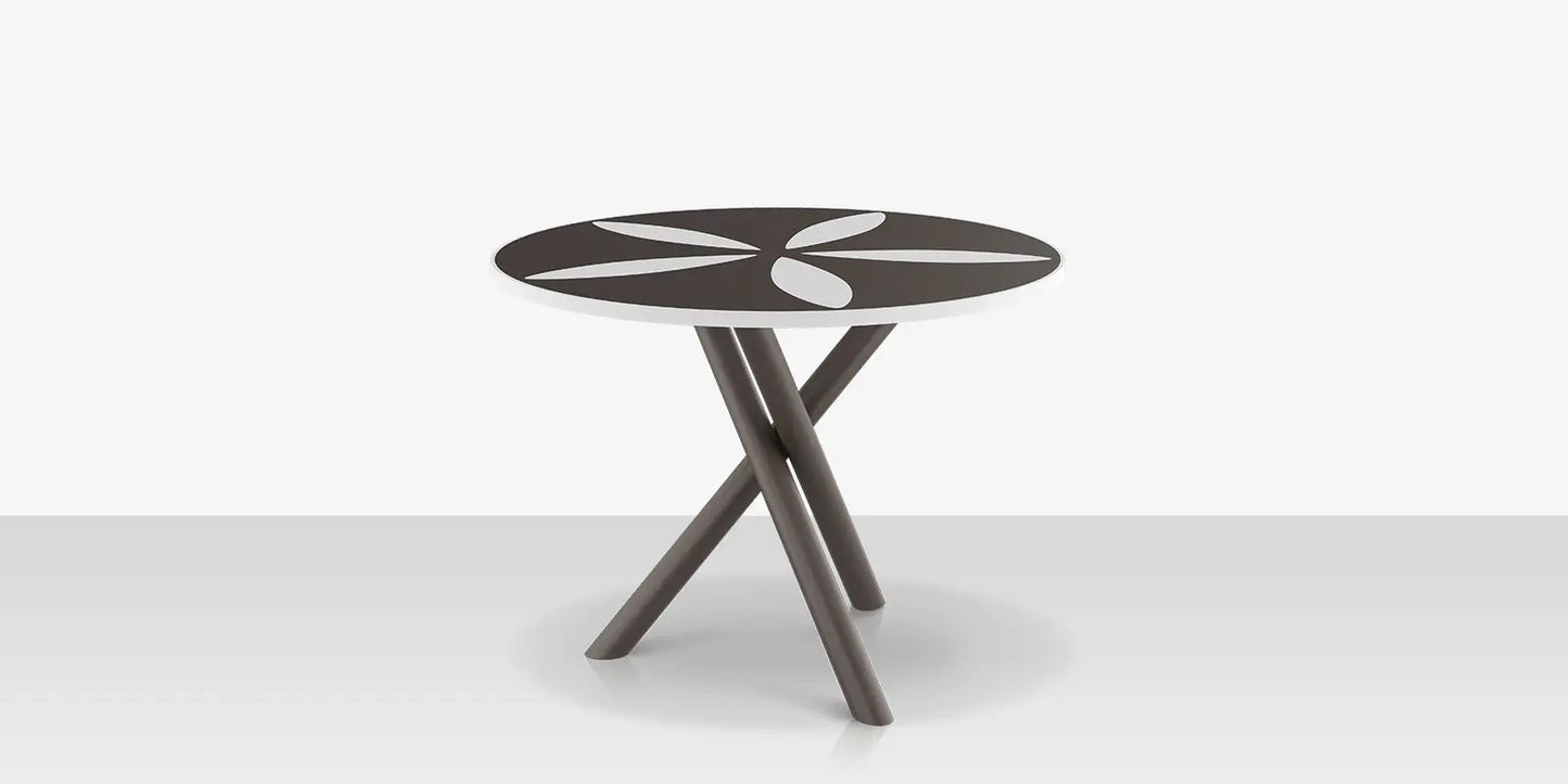 Organic Sand Dollar 42" Diameter Dining Table - Tex Gray Frame - Charcoal Duraboard Top - White Duraboard Petals by DecoScape (2039-325-TXG-DBCHR-DBWHT)