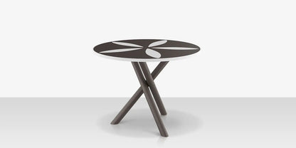 Organic Sand Dollar 42" Diameter Dining Table - Tex Gray Frame - Charcoal Duraboard Top - White Duraboard Petals by DecoScape (2039-325-TXG-DBCHR-DBWHT)