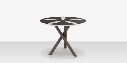 Organic Sand Dollar 42" Diameter Dining Table - Tex Gray Frame - Charcoal Duraboard Top - White Duraboard Petals by DecoScape (2039-325-TXG-DBCHR-DBWHT)