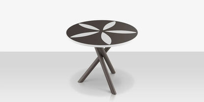 Organic Sand Dollar 42" Diameter Dining Table - Tex Gray Frame - Charcoal Duraboard Top - White Duraboard Petals by DecoScape (2039-325-TXG-DBCHR-DBWHT)