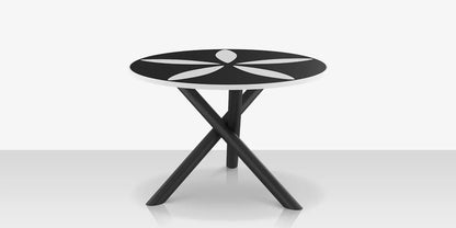 Organic Sand Dollar 48" Diameter Dining Table - Tex Black Frame - Black Duraboard Top - White Duraboard Petals by DecoScape (2039-326-TXB-DBBLK-DBWHT)