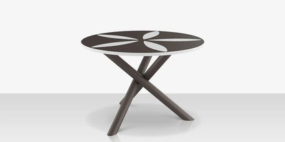 Organic Sand Dollar 48" Diameter Dining Table - Tex Gray Frame - Charcoal Duraboard Top - White Duraboard Petals by DecoScape (2039-326-TXG-DBCHR-DBWHT)