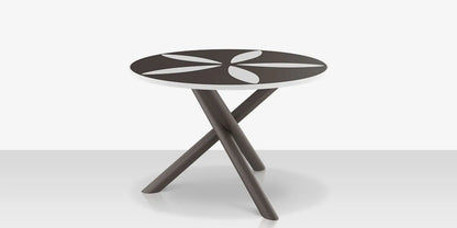 Organic Sand Dollar 48" Diameter Dining Table - Tex Gray Frame - Charcoal Duraboard Top - White Duraboard Petals by DecoScape (2039-326-TXG-DBCHR-DBWHT)