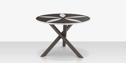 Organic Sand Dollar 48" Diameter Dining Table - Tex Gray Frame - Charcoal Duraboard Top - White Duraboard Petals by DecoScape (2039-326-TXG-DBCHR-DBWHT)