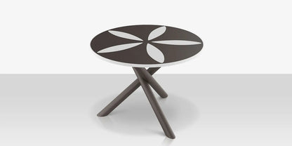 Organic Sand Dollar 48" Diameter Dining Table - Tex Gray Frame - Charcoal Duraboard Top - White Duraboard Petals by DecoScape (2039-326-TXG-DBCHR-DBWHT)