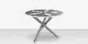 Organic Sand Dollar 48" Diameter Dining Table - Kessler Silver Frame - Light Gray Duraboard Top - White Duraboard Petals by DecoScape (2039-326-KES-DBGRY-DBWHT)