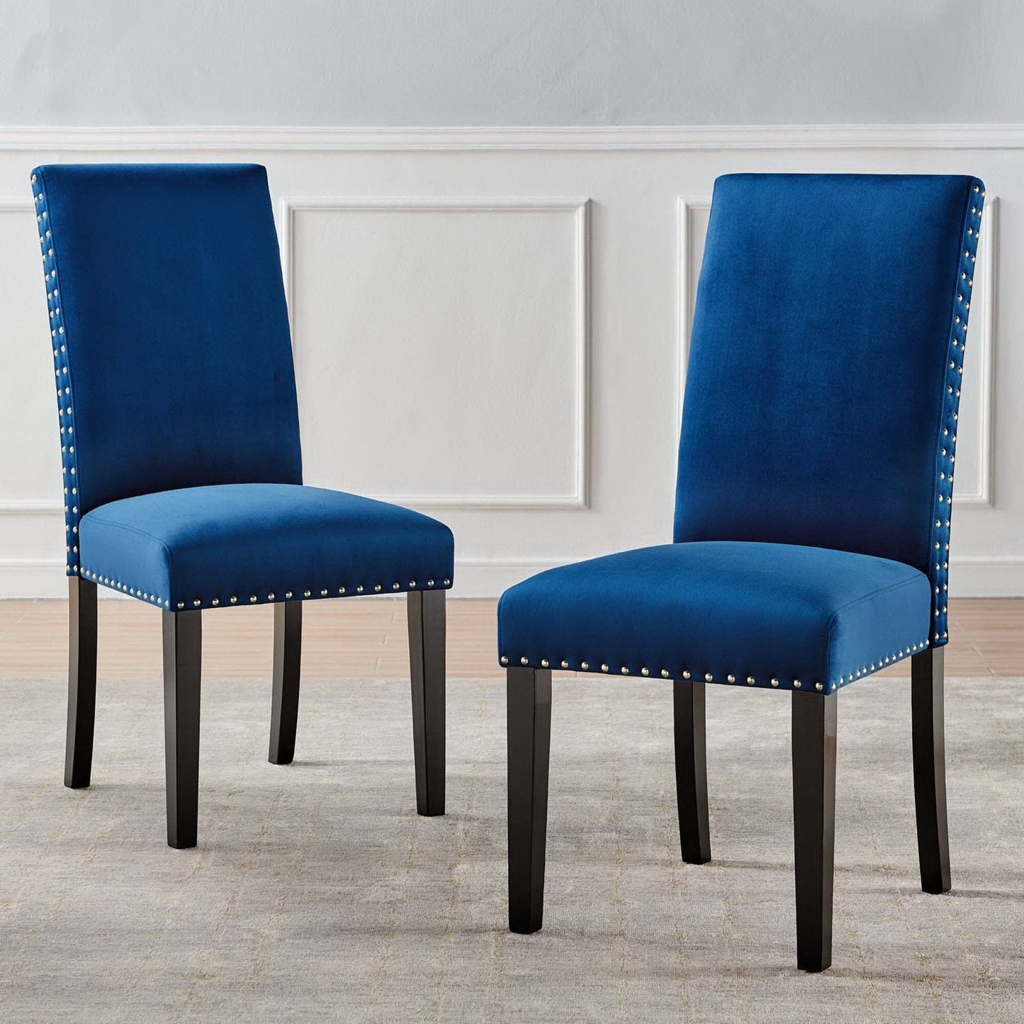 Parcel Performance Velvet Dining Side Chairs (Set of 2) (Navy) by Modway Dining Chair Modway 