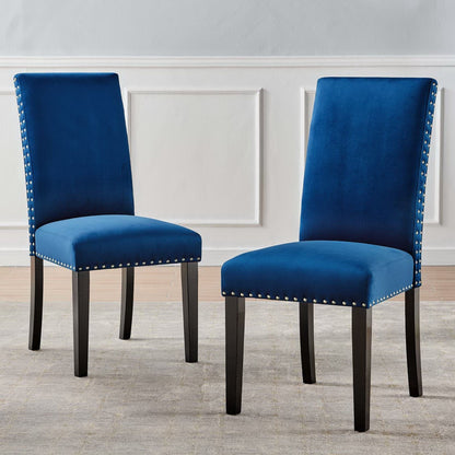 Parcel Performance Velvet Dining Side Chairs (Set of 2) (Navy) by Modway Dining Chair Modway 
