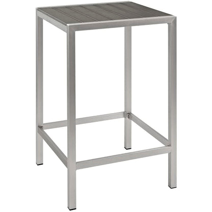 Shore 3 Piece Outdoor Patio Aluminum Pub Set in Silver Gray by Modway Bar Set Modway 