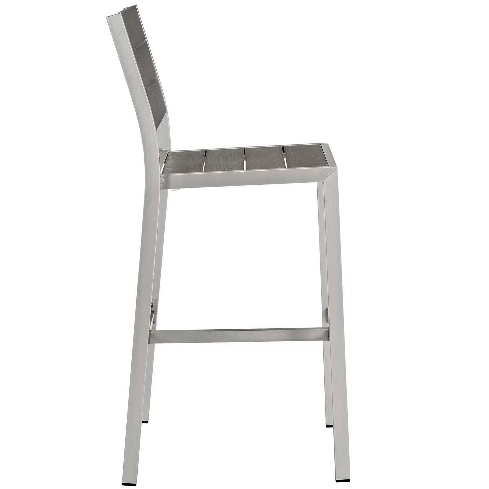Shore 3 Piece Outdoor Patio Aluminum Pub Set in Silver Gray by Modway Bar Set Modway 