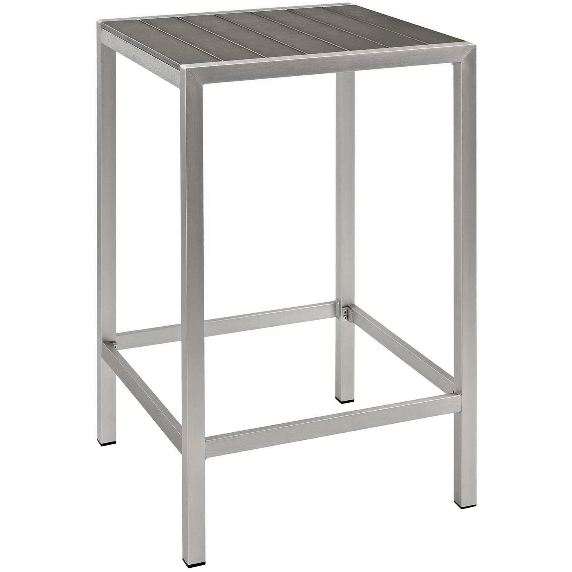 Shore 3 Piece Outdoor Patio Aluminum Pub Set in Silver Gray by Modway Bar Set Modway 